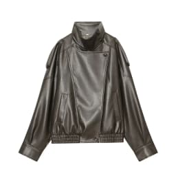 Sweet Style Fashionable Leatherette Long Sleeve Stand Collar Jacket Women's Short Coat New Arrival Autumn 2025 Zipper Closure