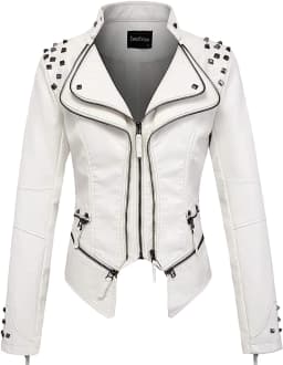 Spring New Style Suit Collar Rivet Waist Short Washed Pu Leather Jacket