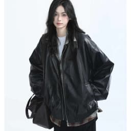 Retro Ladies Fashion Zipper Faux Leather Jacket Spring Autumn Women Long Sleeves Leather Coat 2025 Female PU Leather Outwear