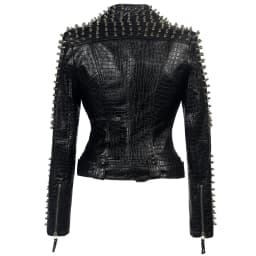 2026 Steampunk Rock Rivet Women's Leather Jacket Slim Short Streetwear Gothic Embroidery PU Leather Locomotive Coat Femme