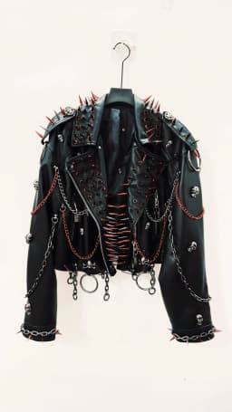 vintage Leather jacket Gothic Leather jacket Punk Leather jacketoversizeLeather jacket Rivet Leather jacket skull Leather jacket