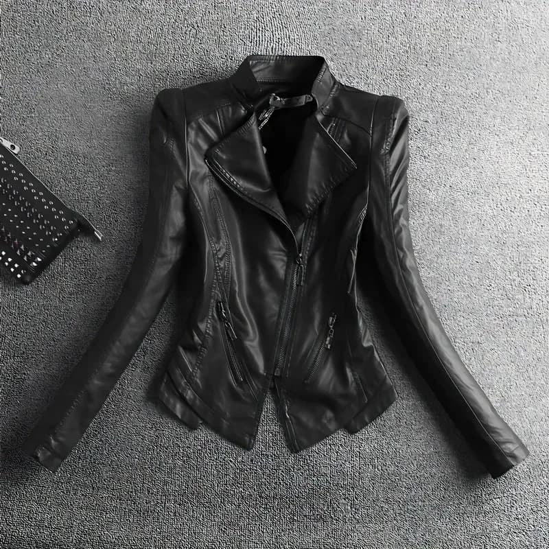 2026 Black Pu Leather Jacket Women Y2K Streetwear Cropped Motorcycle Coat Fashion Gyaru Harajuku Long Sleeve Short Outerwears