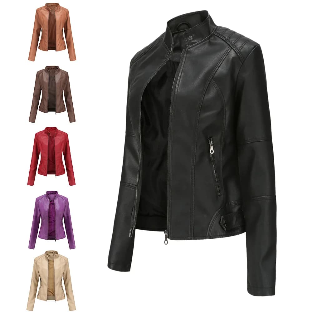 Leather Coat Spring Women Leather Jacket Slim Motorcycle Clothing Zipper Fashion Jackets and Coats Black High-Quality Clothing