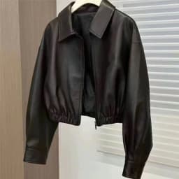 French Lady Casual Zipper Faux Leather Jacket Spring Autumn Femme Short PU Leather Coat 2025 Women Long Sleeves Leather Outwear
