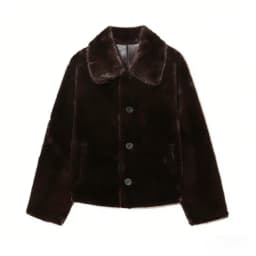 Women's Jacket 2025 Autumn/Winter New Arrivals Dark Brown Long-Sleeve Faux Leather Reversible Jacket Stylish and Unique