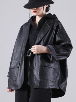 Amax luluE 2025 Autumn England Designer Womens Black Faux Leather Jackets Loose Casual Biker Coat Females Harajuku Pu Streetwear