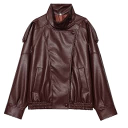 HXAO Black Jacket Women's Coat Faux Leather Jacket Outerwears Demi-Season Bomber Moto Biker Zipper Jacket High Neck Short Coat