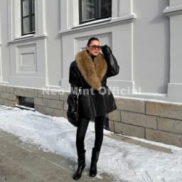 Neo Mint Luxury Brand Fashion Design Black Long Faux Leather Coat Women Detachable Fur Collar Oversized PU Leather Jacket Blazer