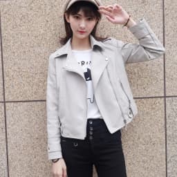 New Pink/beige/black Women's Clothing short motorcycle PU Leather Jacket Korean version of the spring and autumn jacket coats