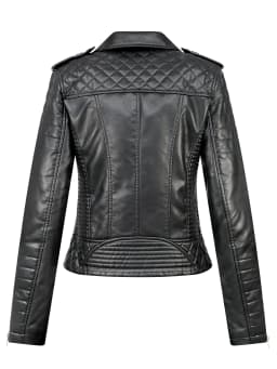 2025 New Spring Autumn Women Faux Pu Leather Short Jacket Embossed Motorcycle Biker Female Zipper Lapel Loose Coat Outwear