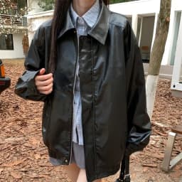 2025 Faux Leather Jacket Women American Vintage Solid Pu Loose Casual Biker Outwear Streetwear Coats Woman