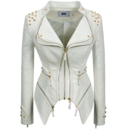 Fashion SX Women's Crocodile Rivet PU Jacket Perfect Shape Motorcycle Bicycle Jacket