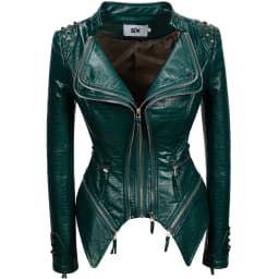 Fashion SX Women's Crocodile Rivet PU Jacket Perfect Shape Motorcycle Bicycle Jacket