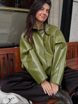 Women Fashion Faux Leather Jacket Turn Down Collar Long Sleeve Zipper Drop Shoulder Oversized Jackets 2026 Autumn All-match Coat