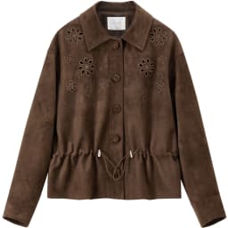 SENTUBILA Faux Leather Shirt Jacket for Women 2026 Spring Hollow-out Embroidery Short Coat Retro Office Lady Outerwear 161WB4866