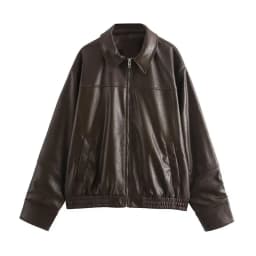 Street Women's Belt Leather Jackets Loose Lapel Zipper Long Sleeve Pockets Female Coats 2026 Autumn Lady Fashion Y2k Outwear