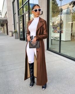 CM.YAYA Women’s Coats Thick PU Leather Long Sleeve 2024 Winter Notched Neck X-Long Trench Street Wear Fashion OL Work Outcoat