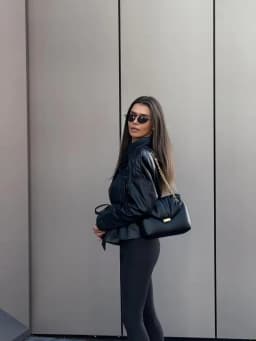 ETJ 2025 autumn new women's fashion belt imitation leather long sleeve short trench coat casual leather coat