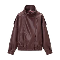 Spring New ZR Women's Fashionable Litchi Skin Leather Jacket Street Style Loose Fit Long Sleeve Zipper Short Coat Versatile