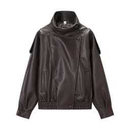 Spring New ZR Women's Fashionable Litchi Skin Leather Jacket Street Style Loose Fit Long Sleeve Zipper Short Coat Versatile