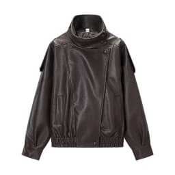 Spring New ZR Women's Fashionable Litchi Skin Leather Jacket Street Style Loose Fit Long Sleeve Zipper Short Coat Versatile
