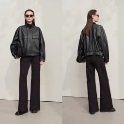 Amii Coat for Woman 2025 Autumn New Retro Modern Lapel Leather Jacket Women's Loose Long Sleeve Women's Leather Jacket 12543111