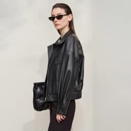 Amii Coat for Woman 2025 Autumn New Retro Modern Lapel Leather Jacket Women's Loose Long Sleeve Women's Leather Jacket 12543111
