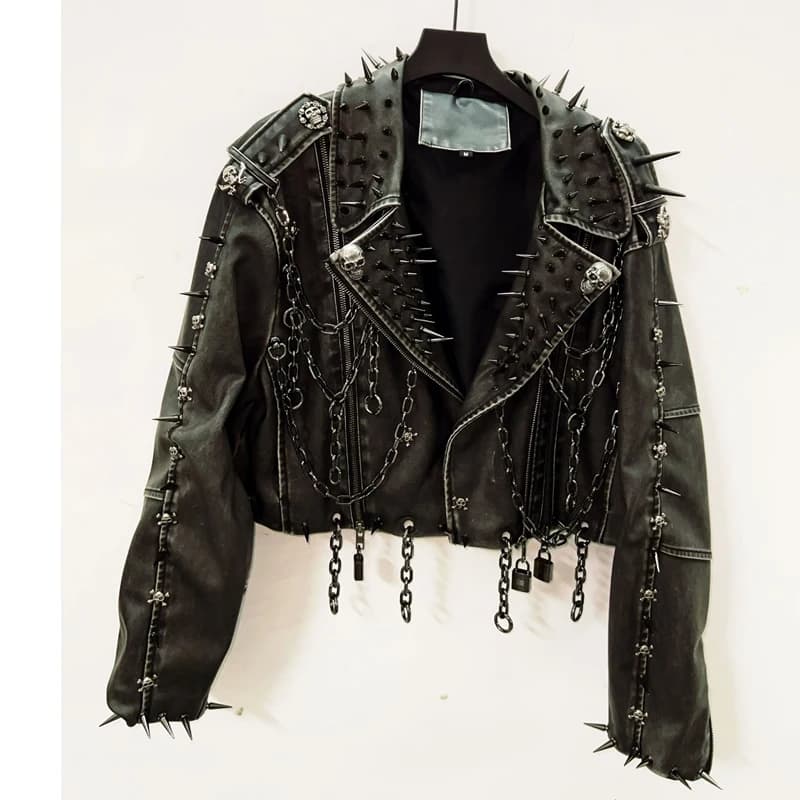 Leather vintage Jacket Skull Jacket gothic Leather vintage Jacket harajuku Jacket gothic clothes y2k clothes gothic Jacket