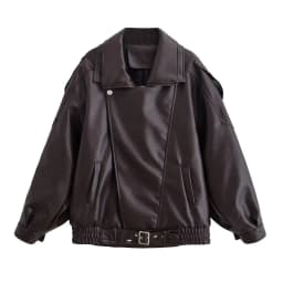 HH Autumn Faux Leather Jacket For Women Casual Solid Long Sleeve Zipper Pu Leather Coats New Fashion Female Streetwear