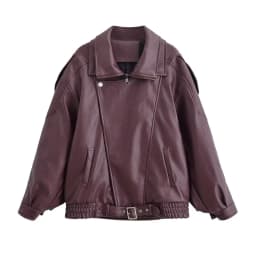 HH Autumn Faux Leather Jacket For Women Casual Solid Long Sleeve Zipper Pu Leather Coats New Fashion Female Streetwear