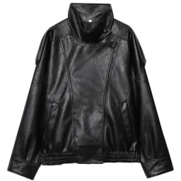 HXAO Women's Jackets Black Faux Leather Jacket Woman 2025 Asymmetric Long Sleeve Outerwears New In Coats & Jackets Biker Jacket