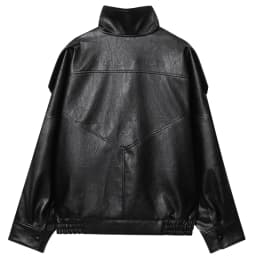 HXAO Women's Jackets Black Faux Leather Jacket Woman 2025 Asymmetric Long Sleeve Outerwears New In Coats & Jackets Biker Jacket