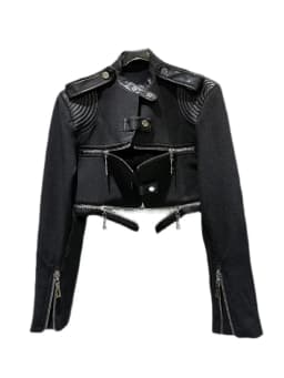 DEAT 2024 Autumn Fashion Zipper Design Stand Collar PU Leather Coat For Women Long Sleeve O-neck Shoulder Pad Jacket 11XX6865