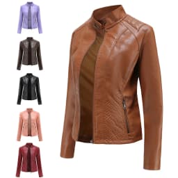 Leather Jacket Women New Spring Autumn Jackets Ladies Motorcycle Large Size Stand Collar PU Leather Jacket Female Outerwear 3XL