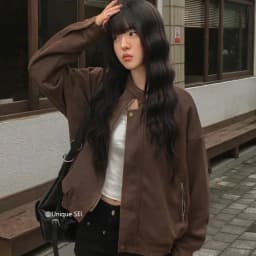 Street Style Retro Suede Zipper Biker Jacket Women's Spring Casual Versatile Short Outerwear Trendy Korean Fashion
