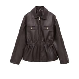 Winter 2025 Women's Fashion Leather Jacket Elastic Waistcoat Zipper Closure Long Sleeve Turn-down Collar Novelty Outerwear