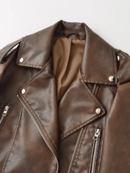 Ailegogo New Spring Autumn Women Vintage Loose Belt Zipper Faux Leather Jacket Streetwear Retro Female Coat Moto Biker Outwear
