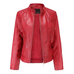 Red PU Faux Leather Jacket Women Fashion Casual Biker Jackets Outwear Female Tops Spring and Autumn Black Leather Jacket Coat