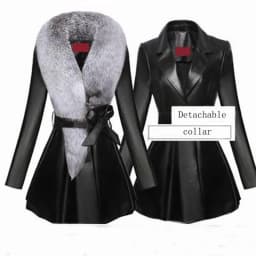 Faux Fur Coat Women Winter Female Sheepskin Coats Pure Color Faux Fox Fur Collars Snap Fastener Furs