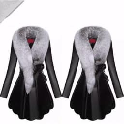 Faux Fur Coat Women Winter Female Sheepskin Coats Pure Color Faux Fox Fur Collars Snap Fastener Furs