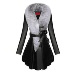 Faux Fur Coat Women Winter Female Sheepskin Coats Pure Color Faux Fox Fur Collars Snap Fastener Furs
