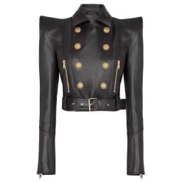 High quality designer fashion shrugged double breasted zipper short women's motorcycle socialite leather jacket