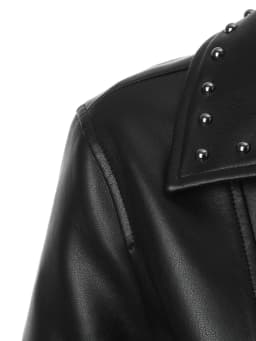 Autumn and Winter Women's short Black tops Popular PU Slim Fit Lapel Motorcycle Jacket Punk Rock Short Zippered Leather Jacket