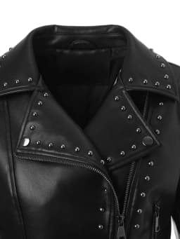 Autumn and Winter Women's short Black tops Popular PU Slim Fit Lapel Motorcycle Jacket Punk Rock Short Zippered Leather Jacket