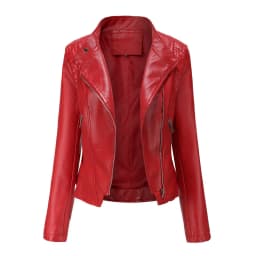 Slim Fit PU Leather Jacket for Women, Thin Long Sleeved Jacket, Short Coat, Spring and Autumn, Motorcycle Zipper Leather Jacket