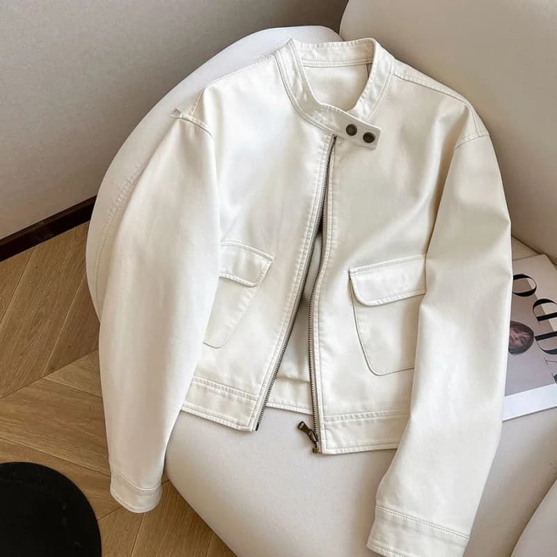 2025 Women Pu Leather Jacket Women Autumn Fashion Short Casual All-match Leather Tops Female Korean Loose Leather Lady Outerwear