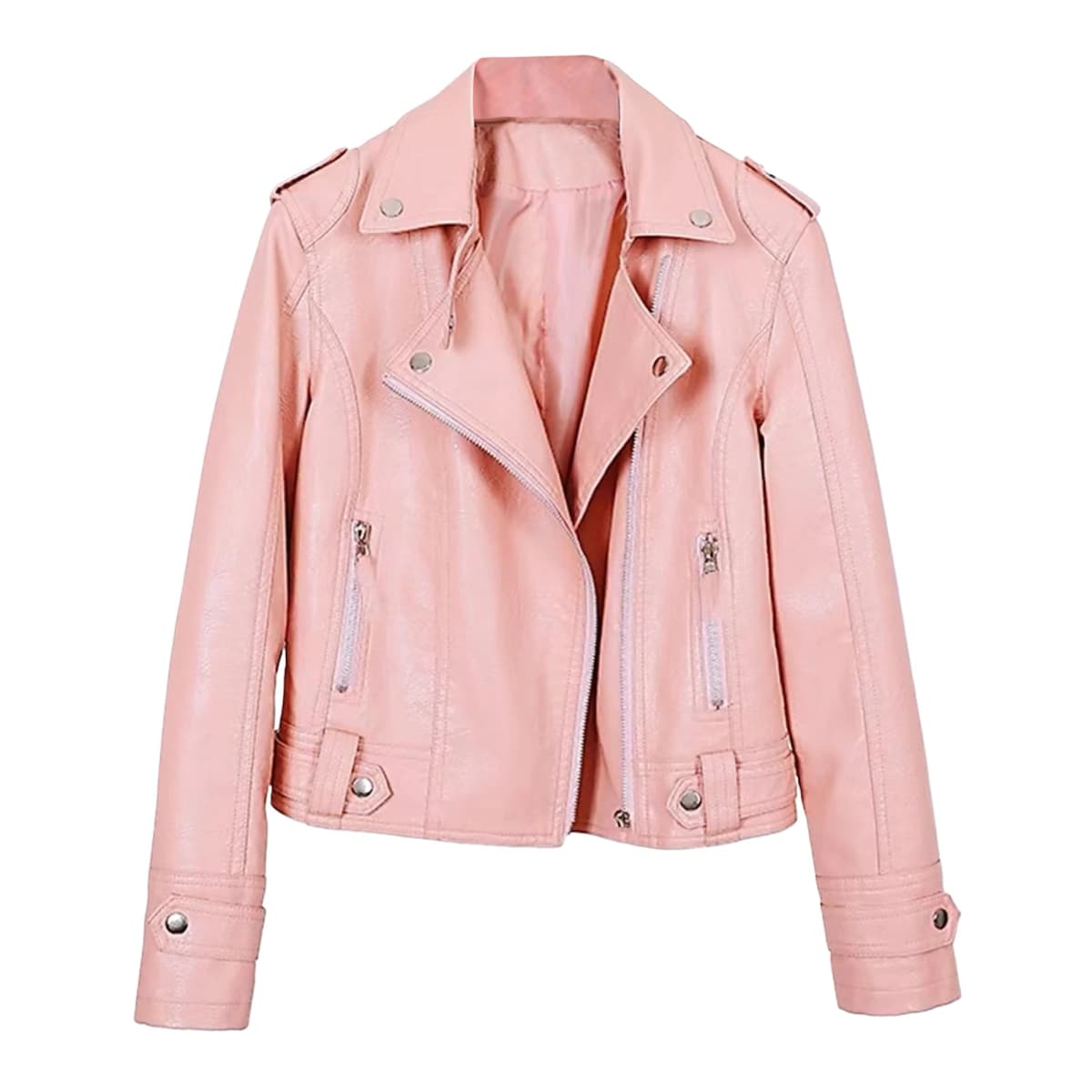 Autumn Short Jacket Solid Female Moto Biker Jackets Thin Ladies Cool Faux Leather Jacket Slim Short Leather Outwear