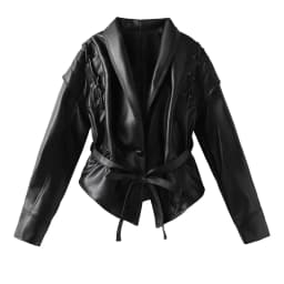 Mauroicardi Spring Autumn Short Retro Brown Pu Leather Jacket Women Sashes Lace Up Luxury Designer Emo Clothes European Fashion