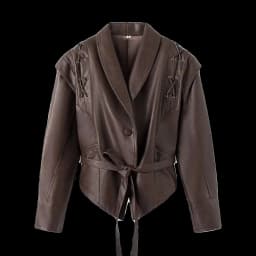 Mauroicardi Spring Autumn Short Retro Brown Pu Leather Jacket Women Sashes Lace Up Luxury Designer Emo Clothes European Fashion