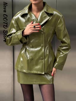 Street Waist Cinching Leather Jacket Women Loose Solid Stand Collar Zipper Pocket Jackets 2026 Spring Lady New Fashion Outwear